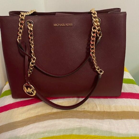 Michael Michael Kors Large East West Susannah Leather tote in Merlot - Picture 1 of 9